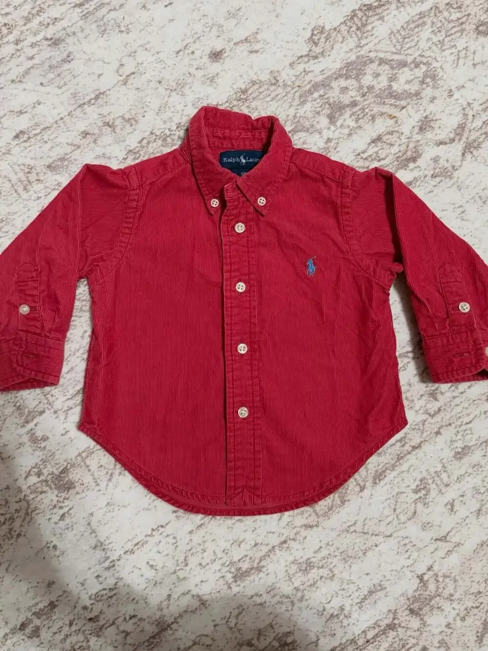 Ralph Lauren Baby Boys Red Corduroy Long Sleeve Button Down Shirt 12M